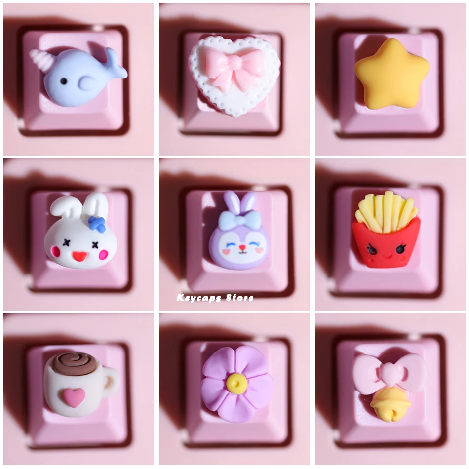 

Girls Gift Pink Mini Cartoon Cute Keycaps for Cross Shaft Mechanical Keyboard Replacement Keycaps 1pc