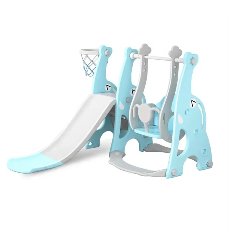 New Design Multi-colour Indoor Slide Plastic Cartoon Slide and Swing Toys for Kids