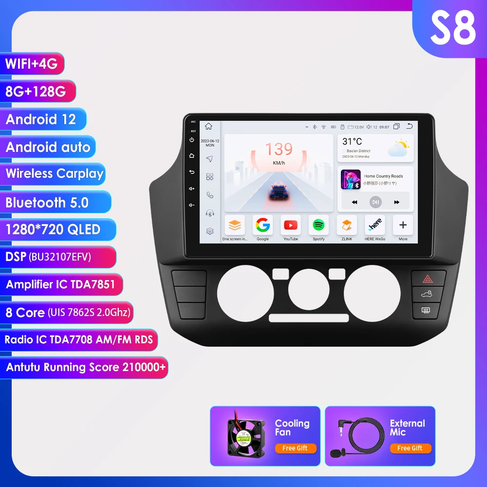 9 "Android 13 Auto Autoradio Voor Vw Volkswagen UP 2017-2023 Autoradio multimedia Video speler 4G AI Carplay 7862 Head Unit Scherm