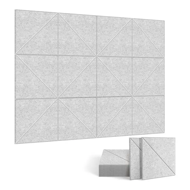 LICE-12 Pack Acoustic Panels, 12 X 12Inch Decorative Soundproofing Panels, Wall And Ceiling Acoustical Panels Silver Grey Easy T