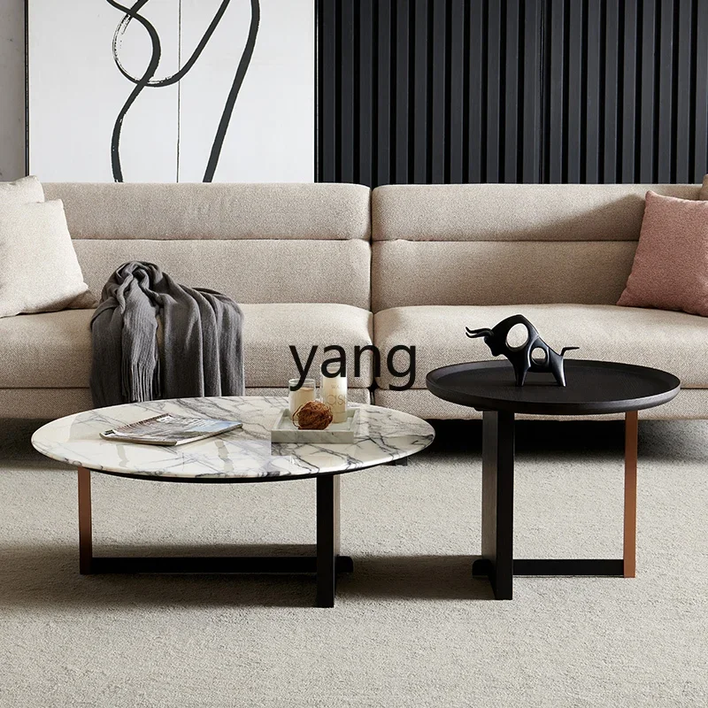 LMMM  Italian minimalist marble coffee table round light luxury simple modern living room home