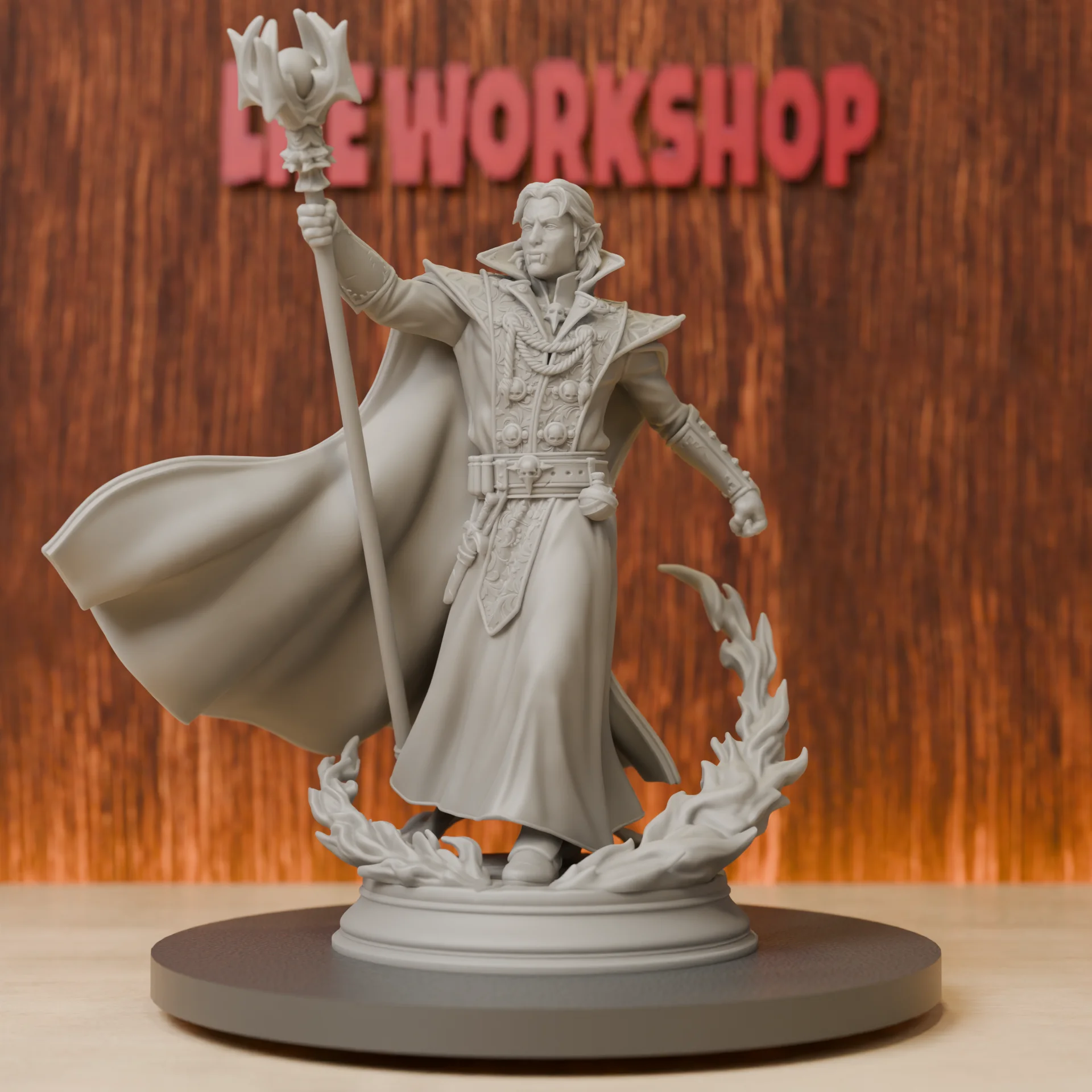 Vampire Blood Mage Miniatures | 28mm-75mm | Resin 3D Printed DND Pathfinder Mini | Unpainted Grey