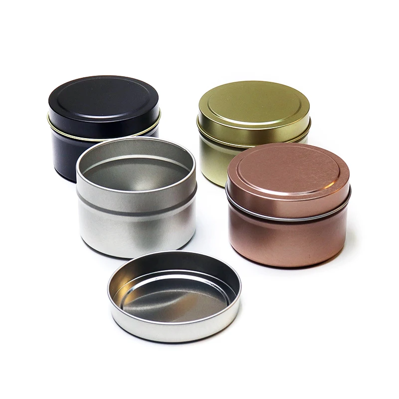 120ML/4OZ Candle Jars Empty Candle Tins Balck Gold Tin Can with Lid Round Metal Storage Container Spice Tea Canister