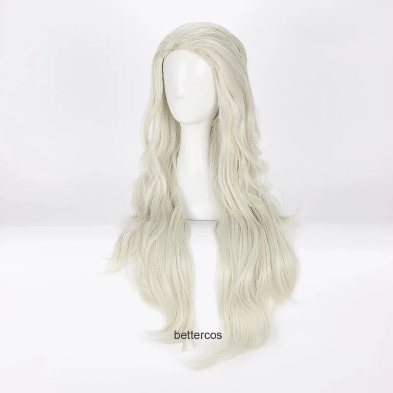 

2025 22 Princess Elsa Cosplay Wigs Long Light Golden Curly Heat Resistant Synthetic Hair + Wig Cap