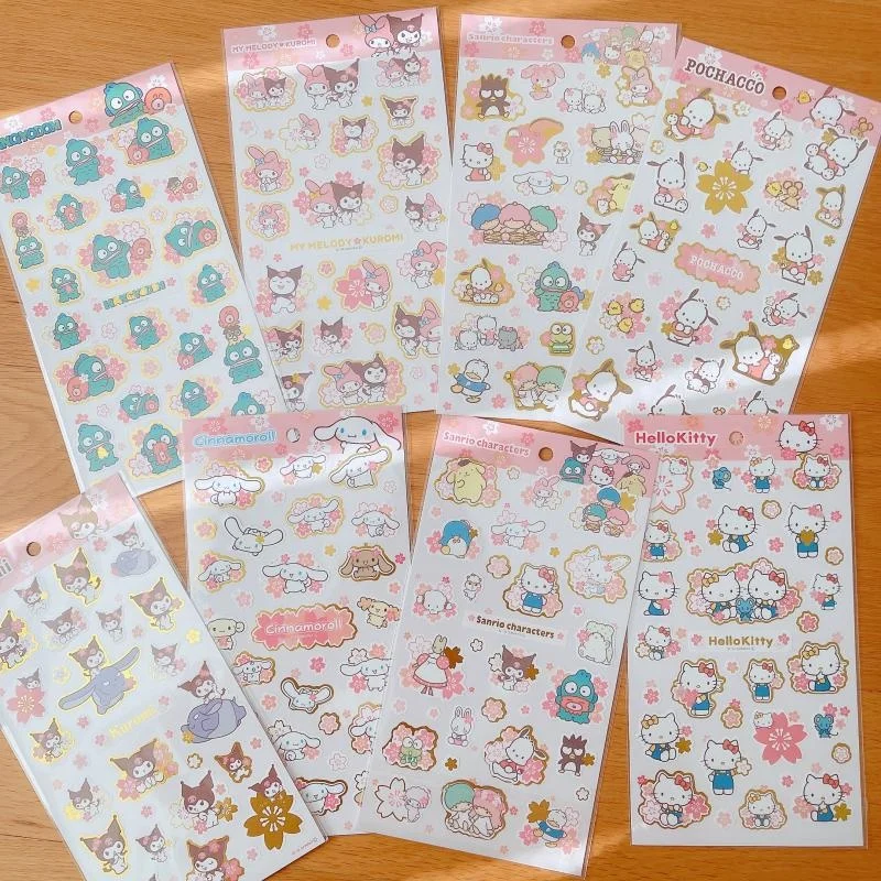 

40pcs/lot Sakura Sanrio Kuromi Melody Cinnamoroll Kitty Sticker Cute Scrapbook DIY Diary Decorative Sealing Sticker