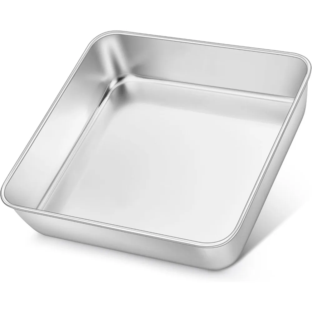 Stainless Steel Baking Pan for Lasagna Brownies Casseroles, Silver Square Bakeware for Oven Cooking, Non-Toxic & Rust Free