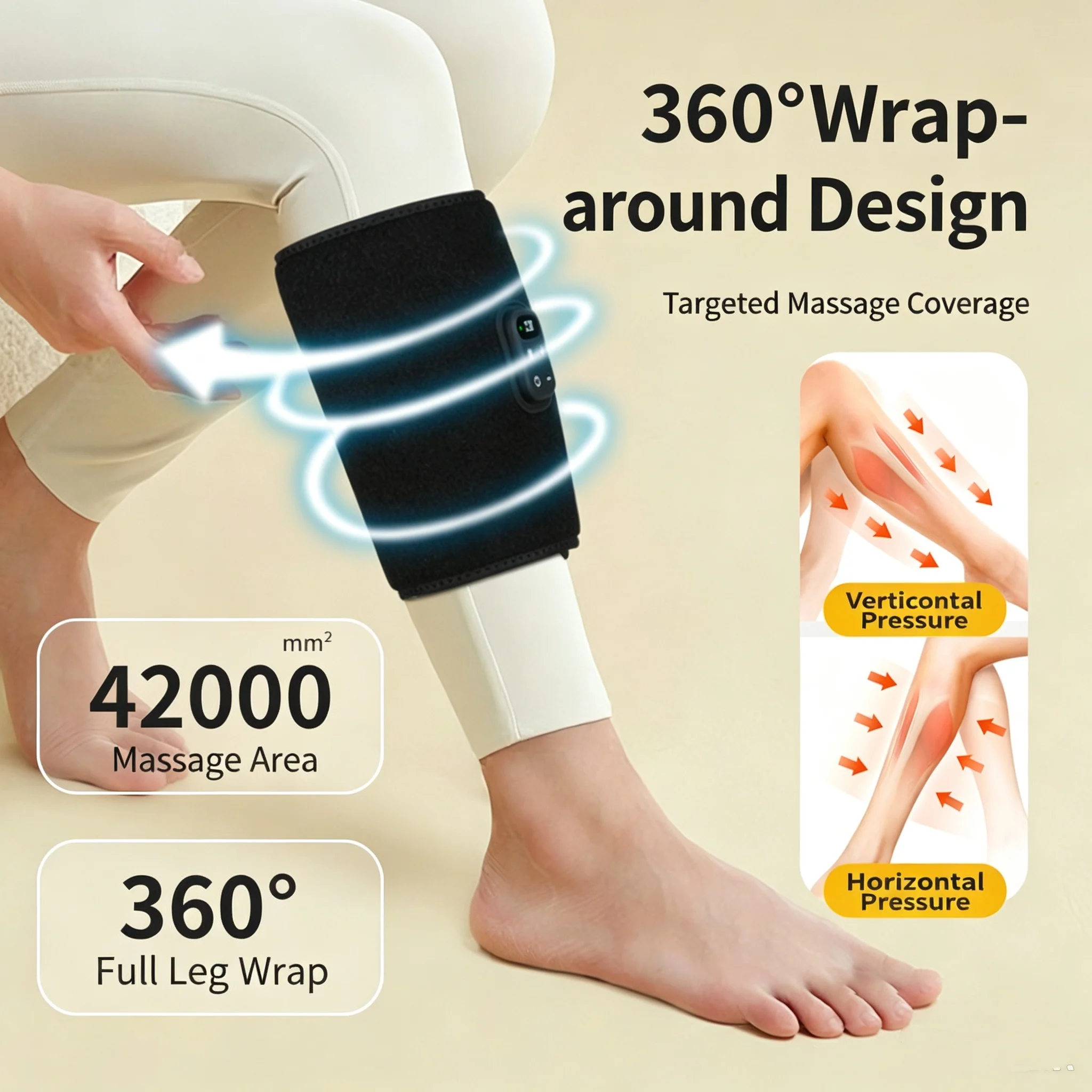 Jinkairui Electric Leg Air Massager, Pneumatic Compression Massager with Dual Airbags, Multi-functional Knee & Calf Massager