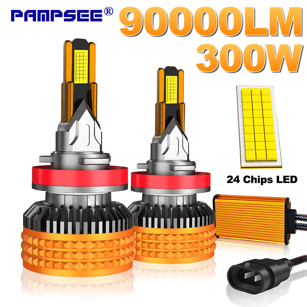 6 Copper Tubes 24 Chips LED Headlight Bulbs CANBUS H4 H7 H8 H11 9005 HB3 9006 HB4 High Low Beam Car Replacement Headlamp
