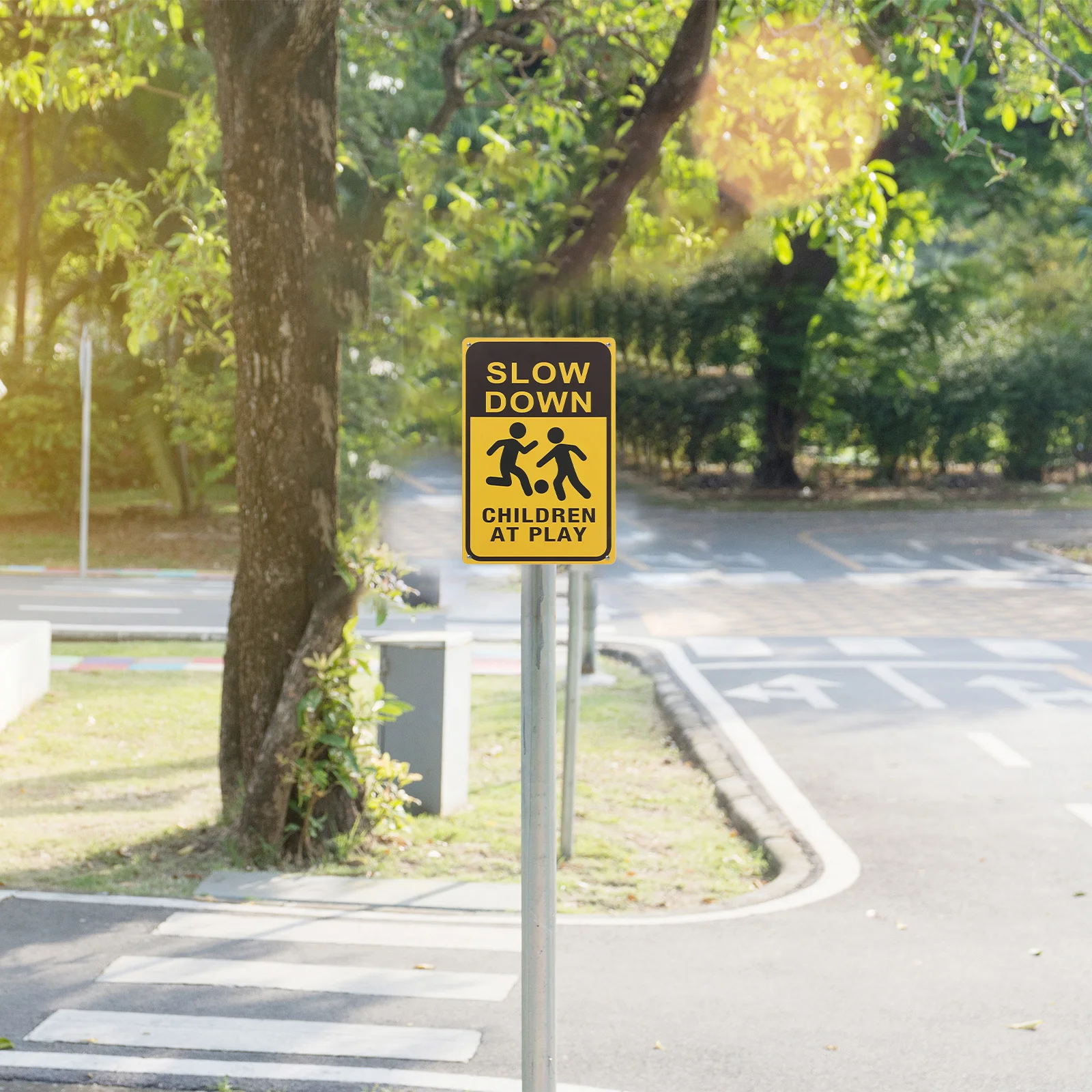 Señales de seguridad para jugar, diseños brillantes y adorables, instalación Simple de Metal duradero, precaución para caminos callejeros, césped, 2 uds.