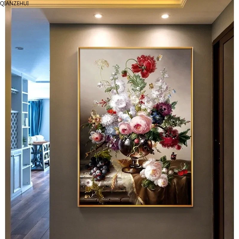 DIY full Diamond Embroidery,Round Diamond Plant Flower Modern bedroom Living room decoration rhinestone beads Diamond painting