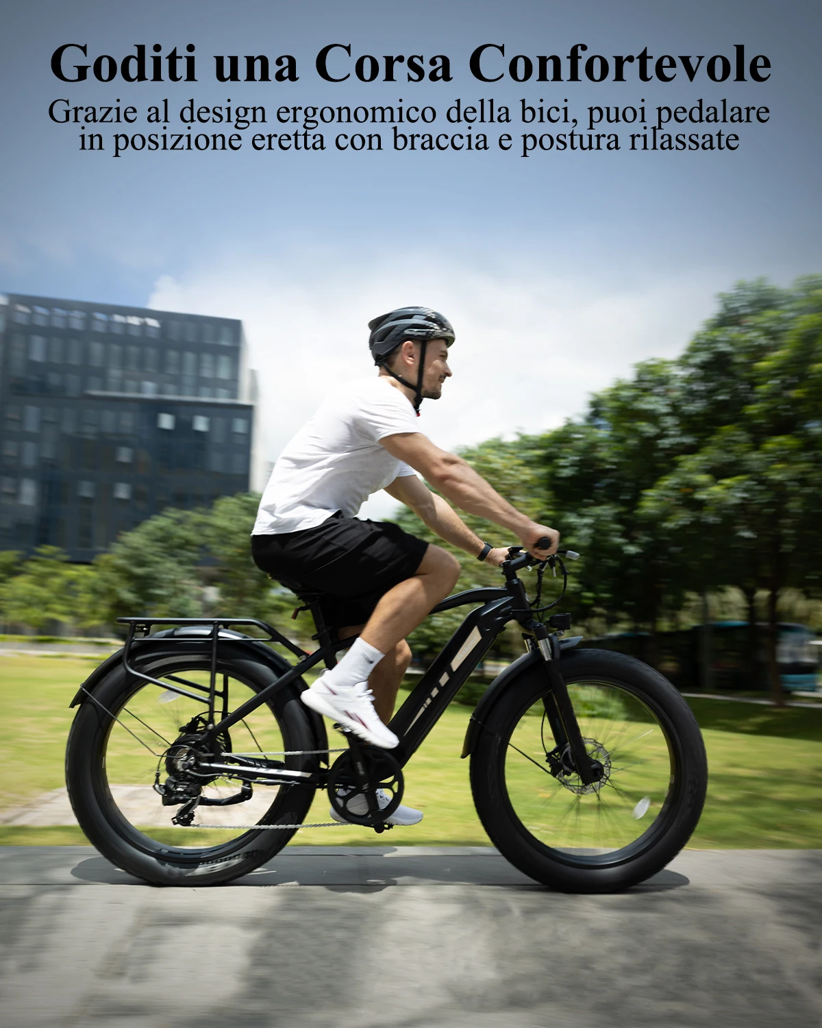BODYWEL D9 Bicicletta Elettrica con Pneumatici Larghi 26 Pollici, Batteria Rimovibile 48V 15Ah con Celle Panasonic, Motore BAFANG, 250W, 25km/h, 7 Velocità, Freni Idraulici