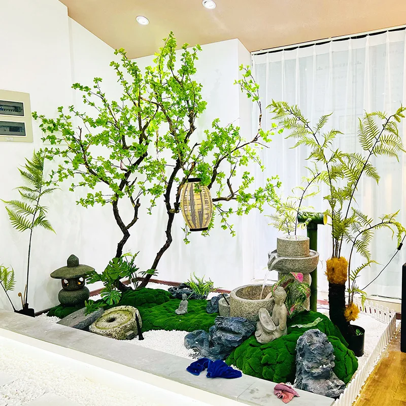 zv-Simulated hanging bell Large fake tree Green plant Landscape decoration New Chinese landscaping Zen flowing water Indoor co*