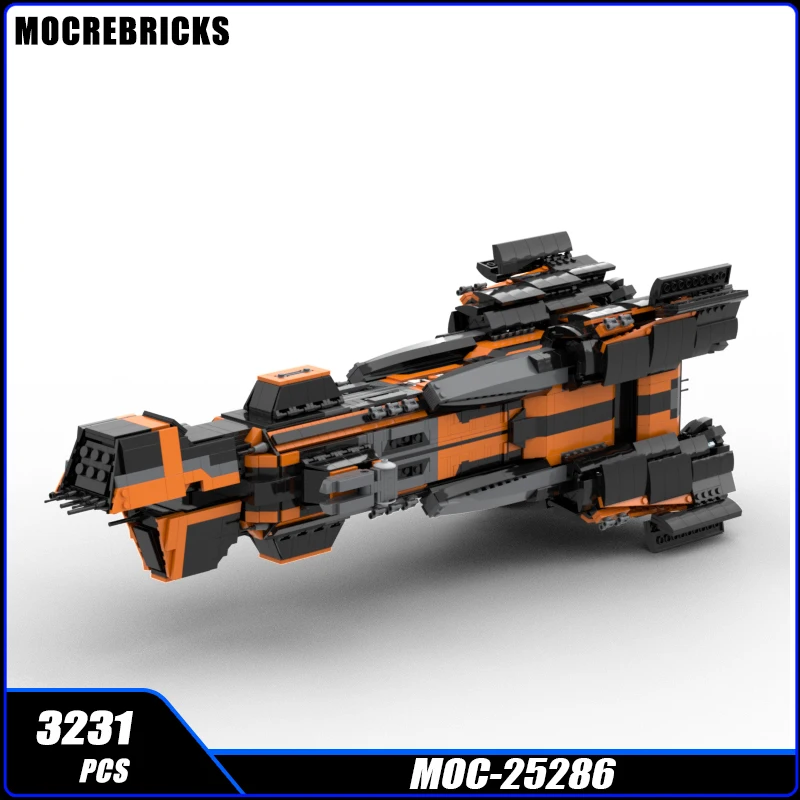 MOC-Blocos de Construção de Série Space War, Modelo DIY, Educação Puzzle, Tijolo Brinquedos, Navio Laranja, Montagem de Tecnologia, MOC-25286, Presentes