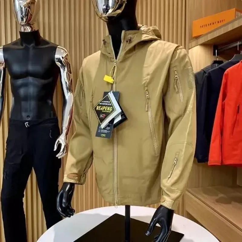 

Тактическая серия, мужское мягкое пальто с капюшоном на подкладке из мягкой ткани Ell Jaet, уличное ветрозащитное водонепроницаемое осенне-зимнее пальто, верхняя одежда