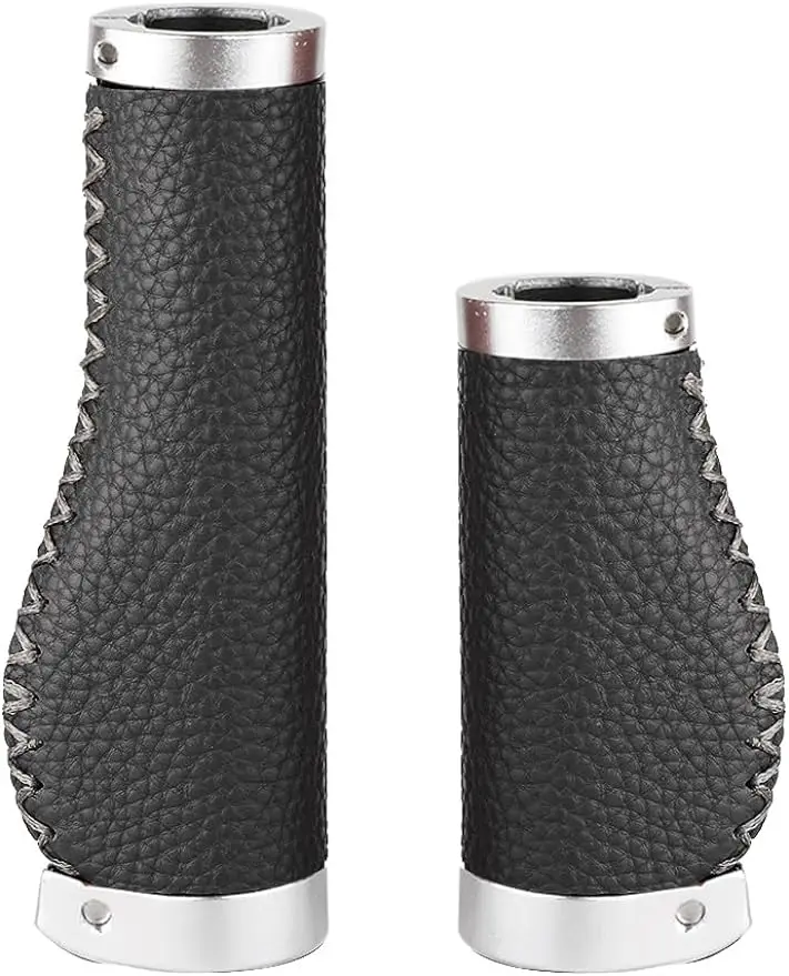 Non-Slip Bike Handle Grips PVC Microfiber Leather Ergonomic Hand-Sewn Retro Anti-Friction Double Lock-on Handlebar Lever