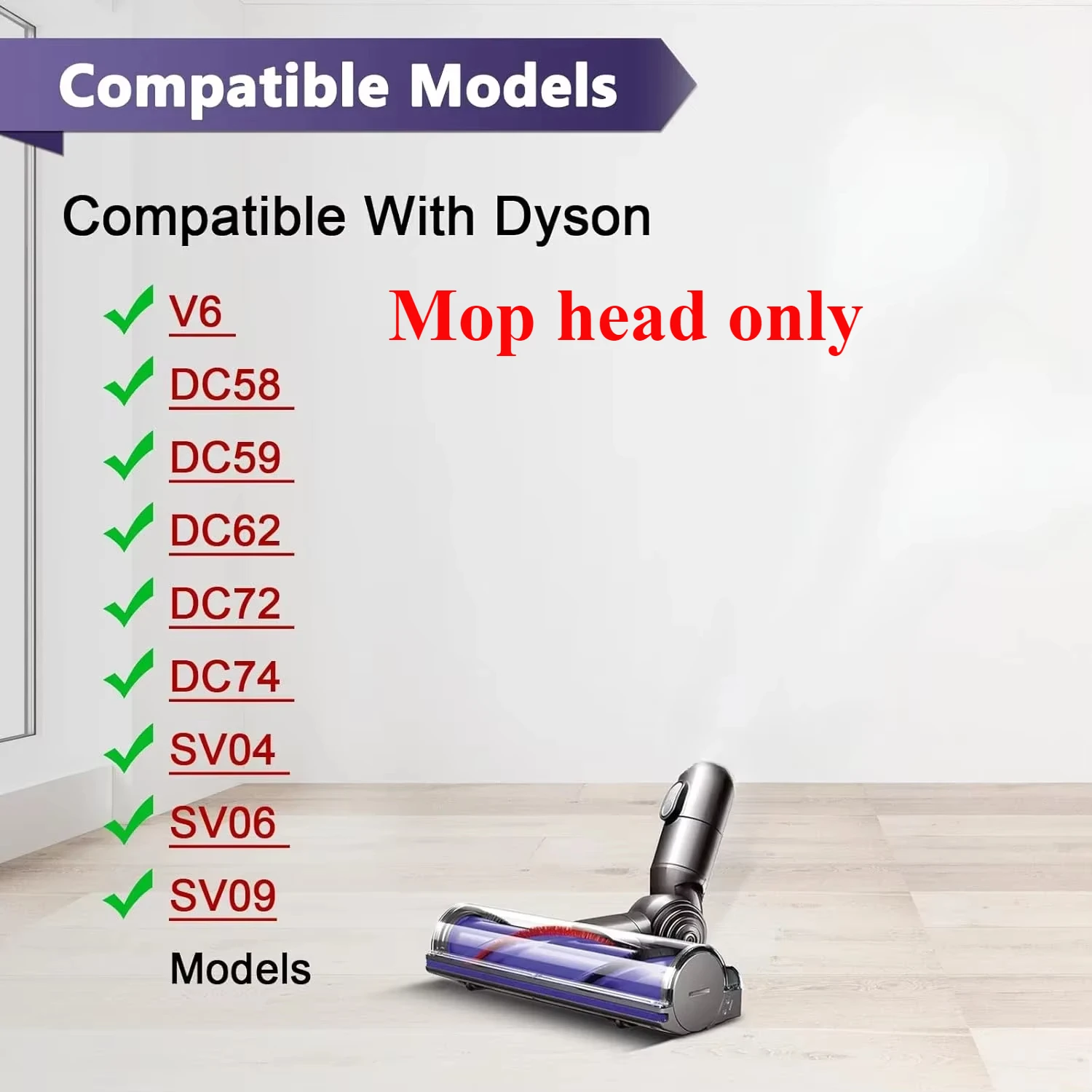 Quick-Release Motorhead Cleaner For Dyson V6 DC58 DC59 DC61 DC62 DC72 DC74 Vacuums Models Cleaner Head for Hardwood Floor Carpet