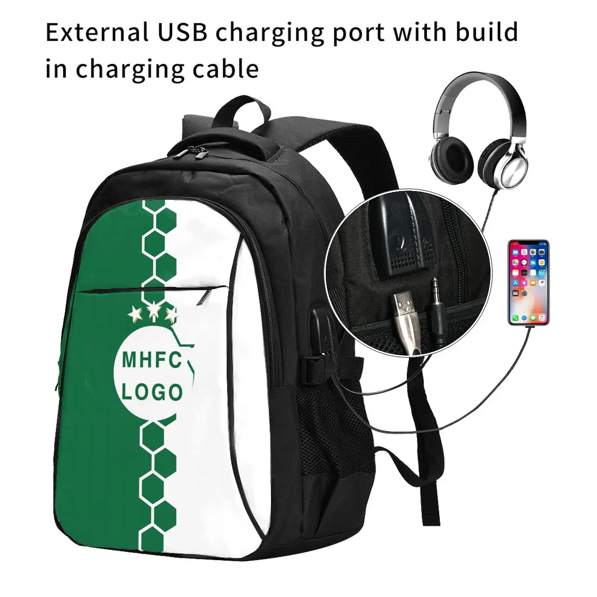 IsraelMHFC Champion Large Durable Travel Laptop Backpack Water Resistant Bag with USB Charging Port Business Daypack