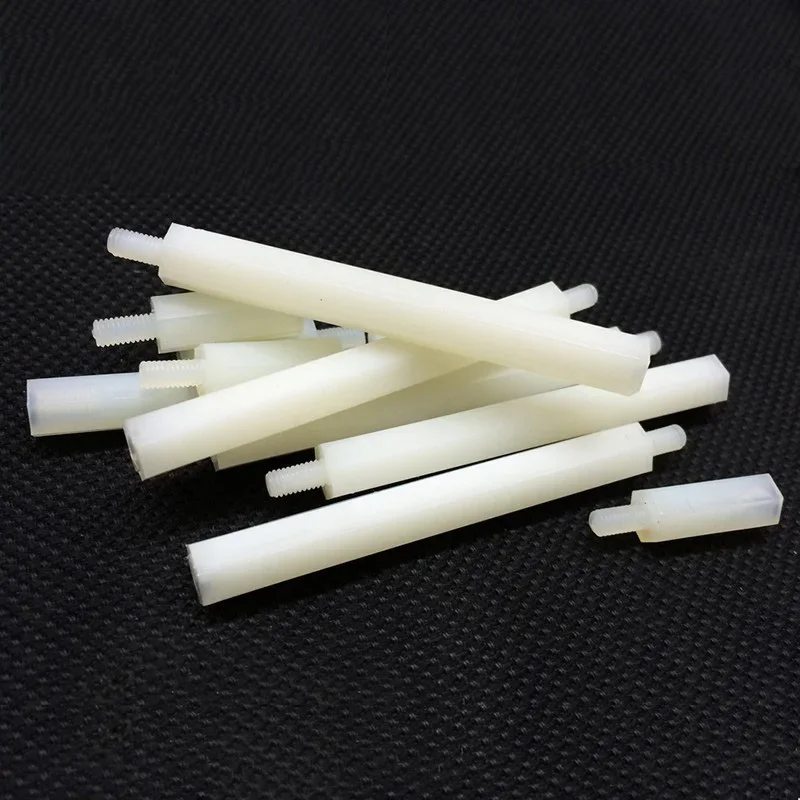 Best! 30pcs M3 Nylon column external hex Single head isolation column white spacers standoff amplifier board nuts 11mm-16mm le