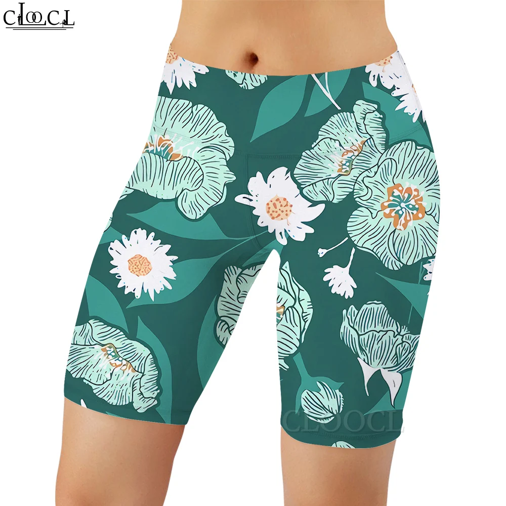 

CLOOCL Women Legging Beautiful Flower 3D Printed Shorts Fashion Pants for Female Gym Sports Push-up Green Pants Booty Lifting