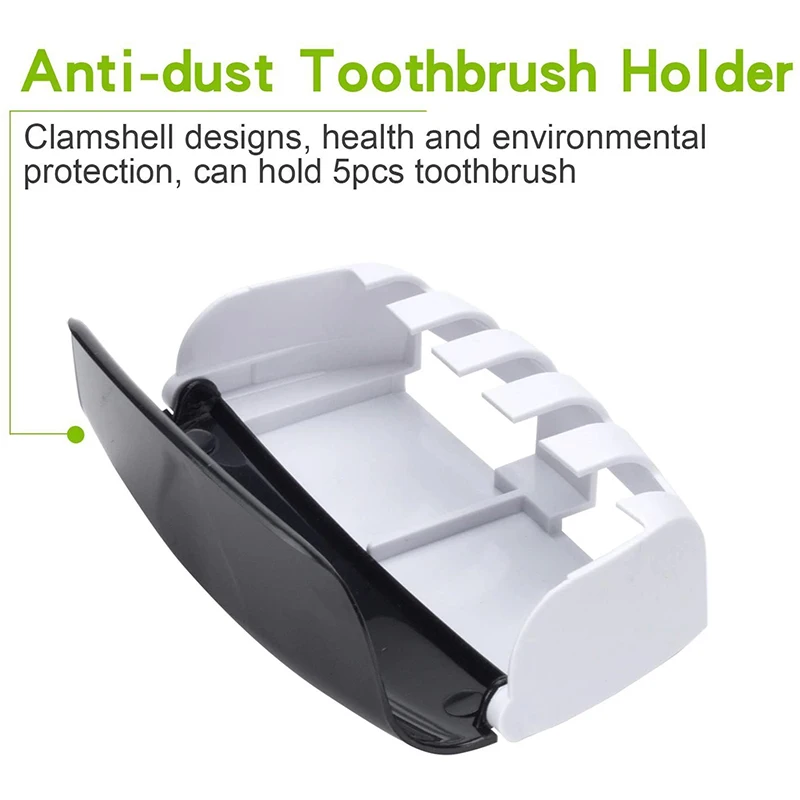 Toothbrush Holder Automatic Toothpaste Dispenser Set Dustproof Sticky Suction Wall Mounted Toothpaste Squeezer for Bathroom