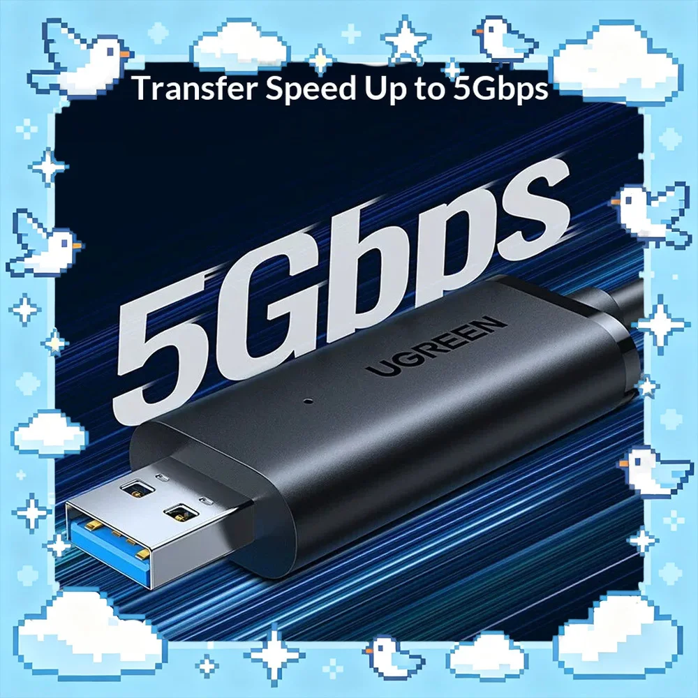 UGREEN 90212 USB 3.0 Type C Dual Connector PC to PC Data Transfer Cable 2m for Windows Mac Computer