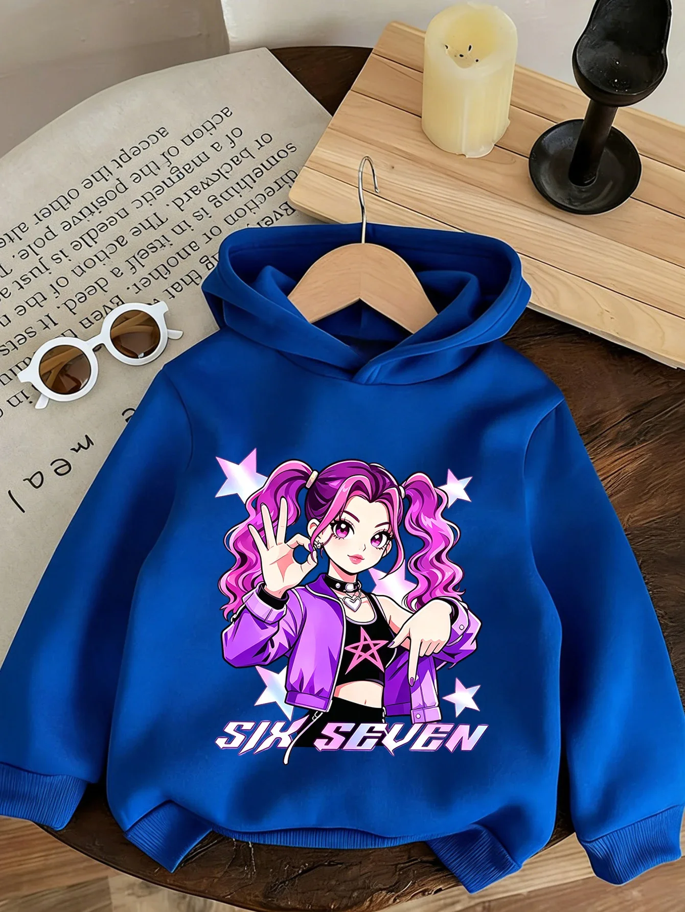 New Children Hoodie Cute Anime Pop Star Girl SIX SEVEN Printed Casual Sweatshirts Girls Birthday Present Loose Hooded Tops