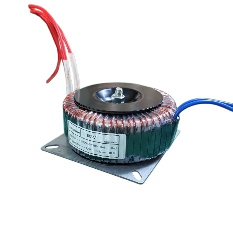 Alimentation électrique, fil de cuivre pur, transformateur toroïdal 60W, 100V 110V 220V 230V 240V vers 9V 12V 15V 18V 24V 48V pour amplificateur audio