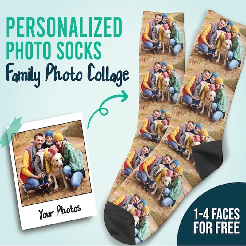 Custom Print Your Photo Personalized Socks Fashion Funny Cotton DIY Design Birthday Valentine\'s Novelty Sock Girlfriend Gift