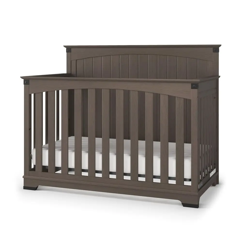 

4-in-1 Convertible Crib, Wood Nursery Furniture, Converts to Toddler Bed, Daybed & Full Bed, Adjustable Mattress Heights, Rustic