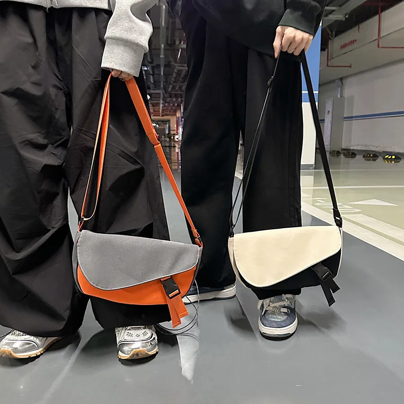 

2025 Canvas Crossbody Bag - Unisex Vintage Shoulder Bag for College Students, Sporty Flap Top Backpack for School & Daily Use