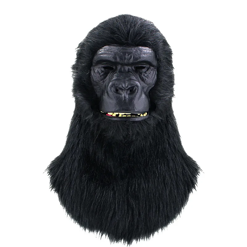 Realistic Gorilla Headgear Mask with Can Bite Open Mouth Funny Animal Headgear Maskmakeup for Halloween Party Cosplays Gorilla