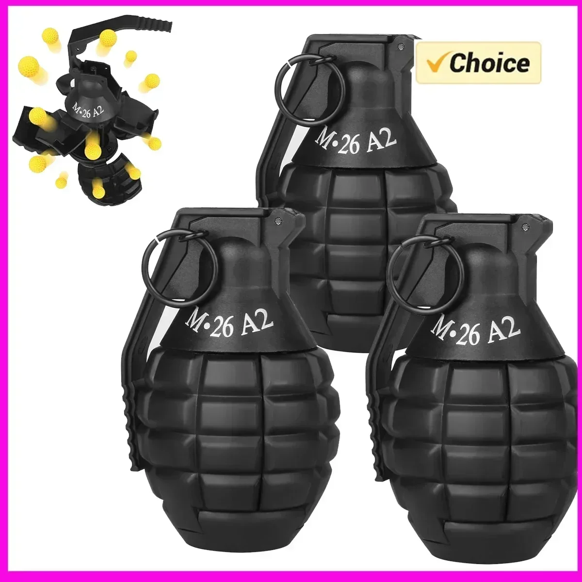 Brinquedo de granada de explosão de brinquedo de granada de náilon, modelo de granada de airsoft, anti-queda, recarregável, bola de gel, confete, farinha