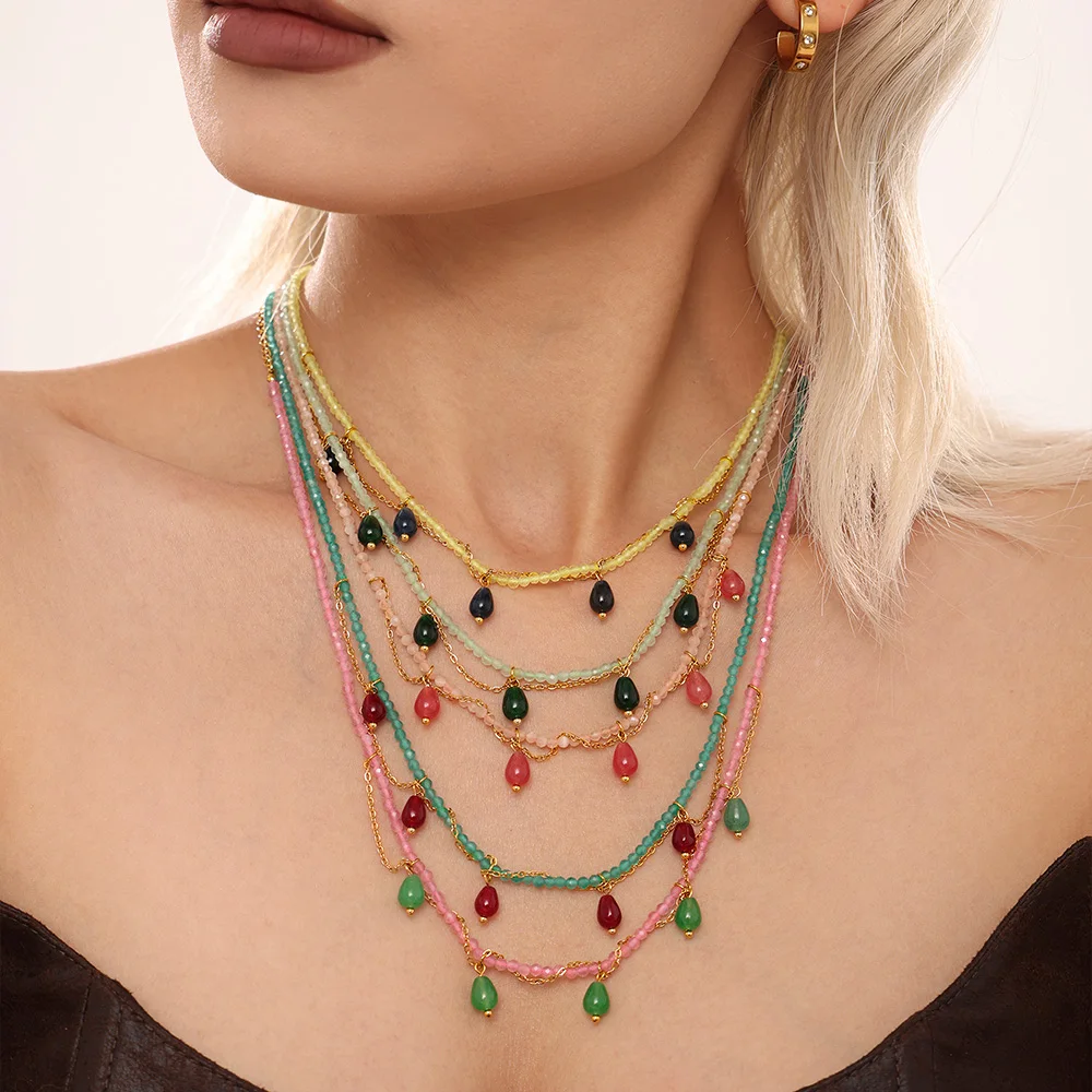 Women's Bohemian Stone Beaded Necklace, Unique Gift