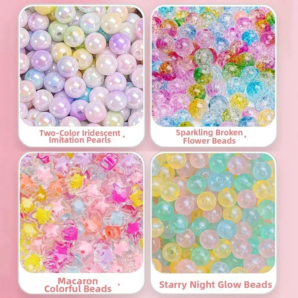 Kit de cuentas hecho a mano DIY de 24 rejillas, juguete de cuentas acrílicas coloridas, Kit de fabricación de pulseras, cuentas creativas de Color caramelo, juguetes para niños y niñas