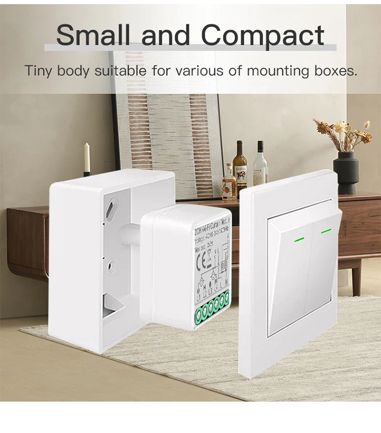 2024 Smart Home Wireless Mini Zigbee Wifi Smart Switch Module with 1/2/3/4 Gang Hidden Switch with Tuya APP Smart Life