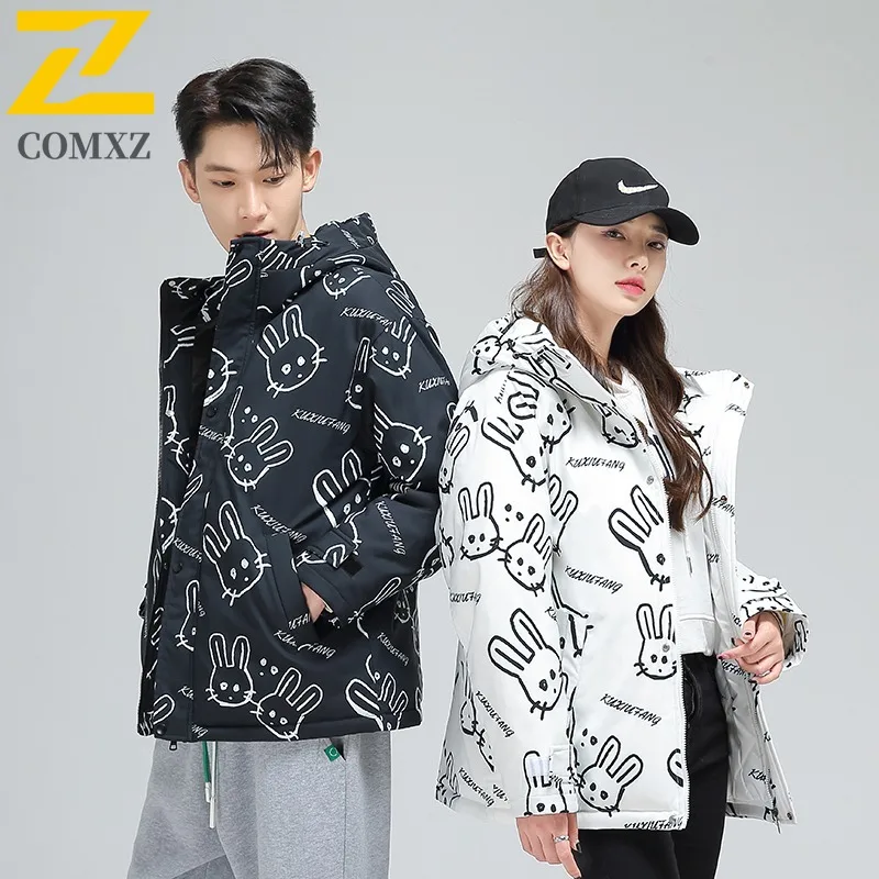 COMXZ 2025 Winter New Mountain Gradient Down Jacket Unisex Same waterproof and windproof outdoor sports tactics Long Hooded Coat