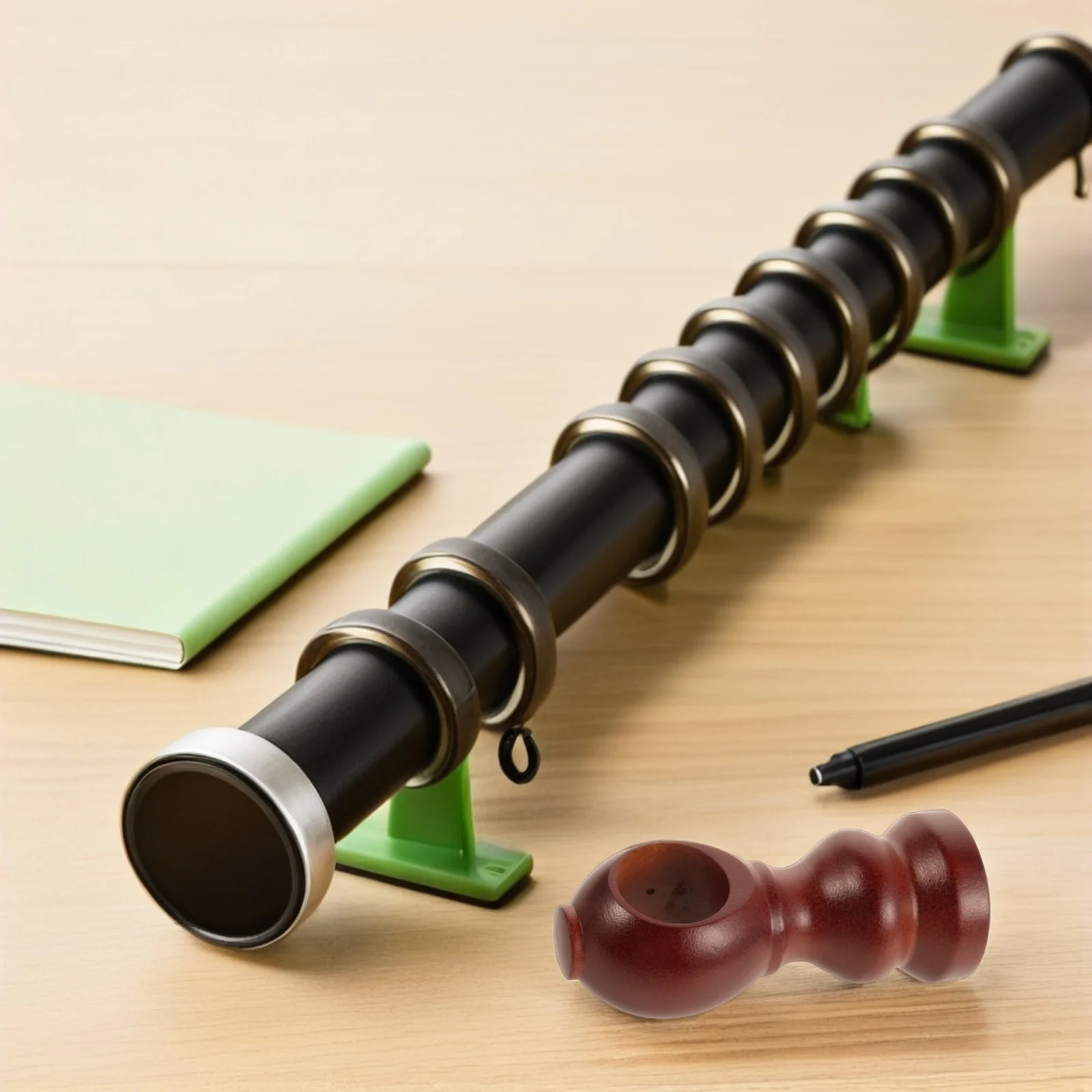 

2Pcs Wood Curtain Rod Holders Sturdy Window Drapery Brackets with 28Mm Hole Elegant Roman Rod Base for Bedroom Bathroom Wall