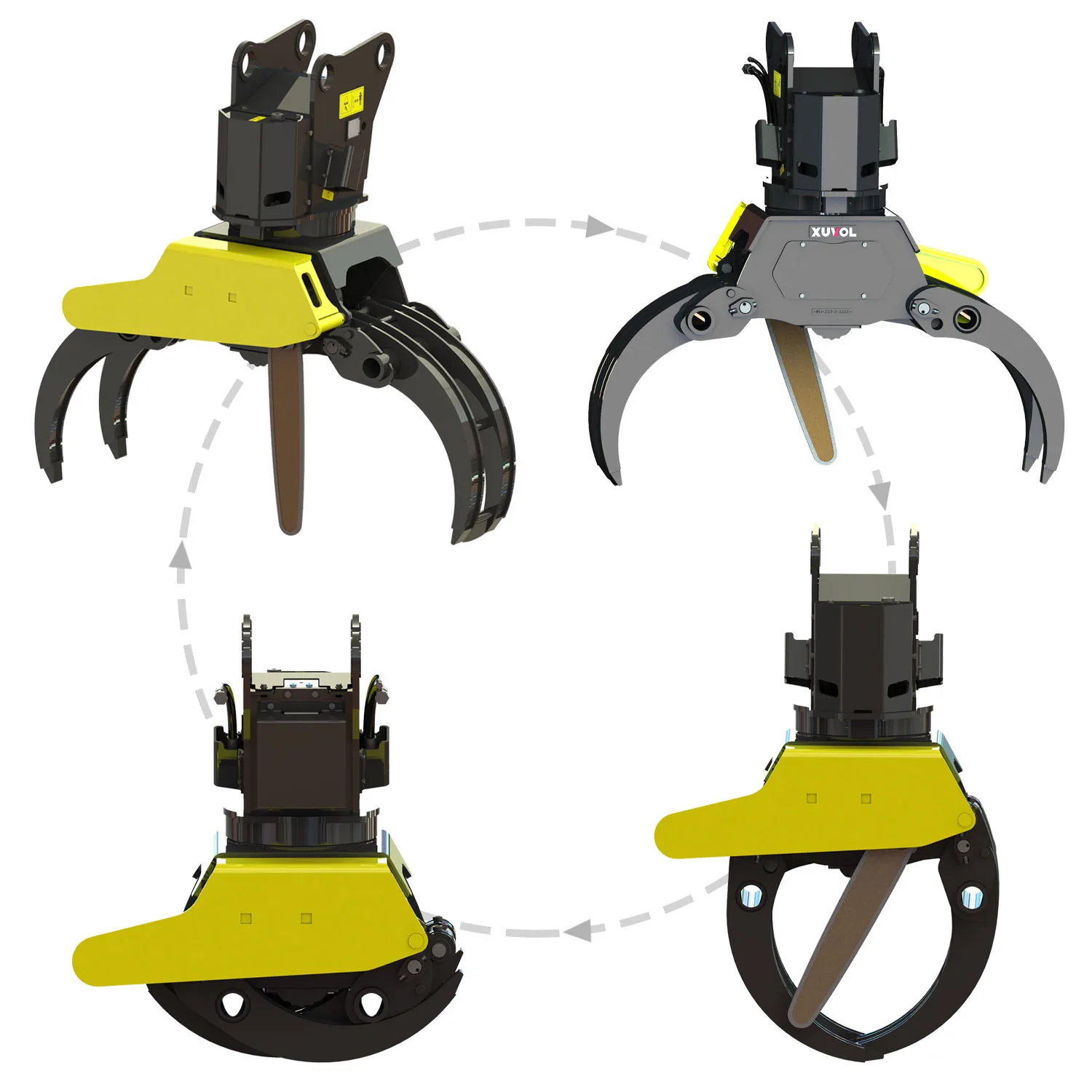 High Performance Heavy Duty Hydraulic Rotating Grapple Saw Attachment for 5 10 Ton Excavator Forestry Logging Tree Shear Tool