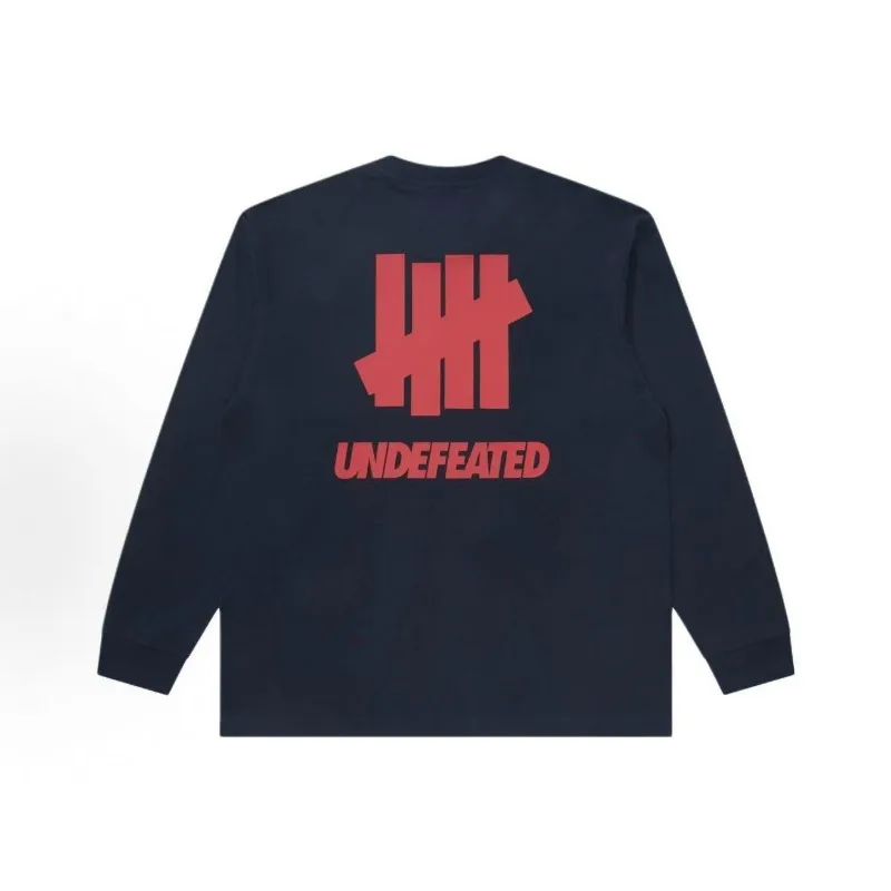 UNDEFEATED 5-Stripe Fall New American Vintage Classic Letter Loose Long Sleeve Couple T-Shirt Unisex Men Women