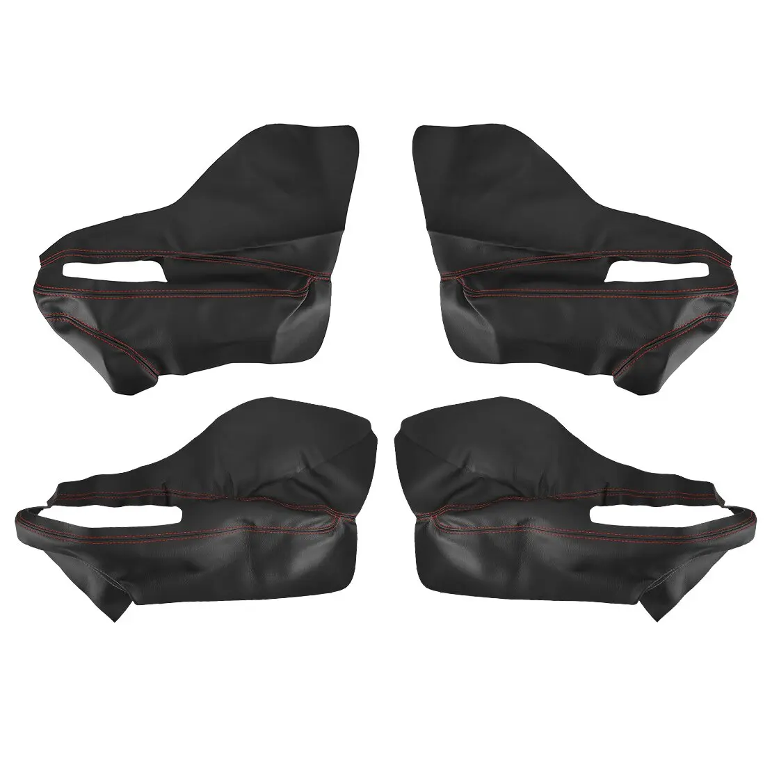 

Interior Door Armrest Panel Trim Cover Microfiber Leather fit for Jeep Renegade 2015 2016 2017 Black With Red Lines