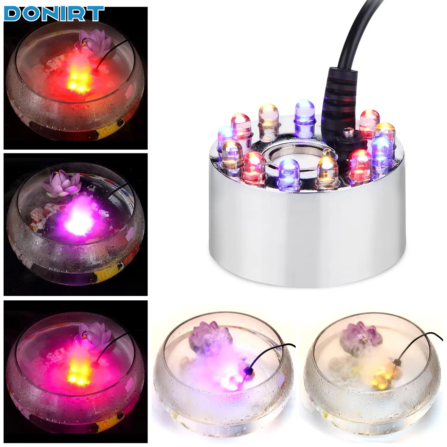 12-Lichter-Nebelmaschine 16mm Mini-LED-Kürbislicht-Nebler Ultraschall-Zerstäuber für Wasserbrunnen und Teiche für Halloween- und Weihnachtsfeiern