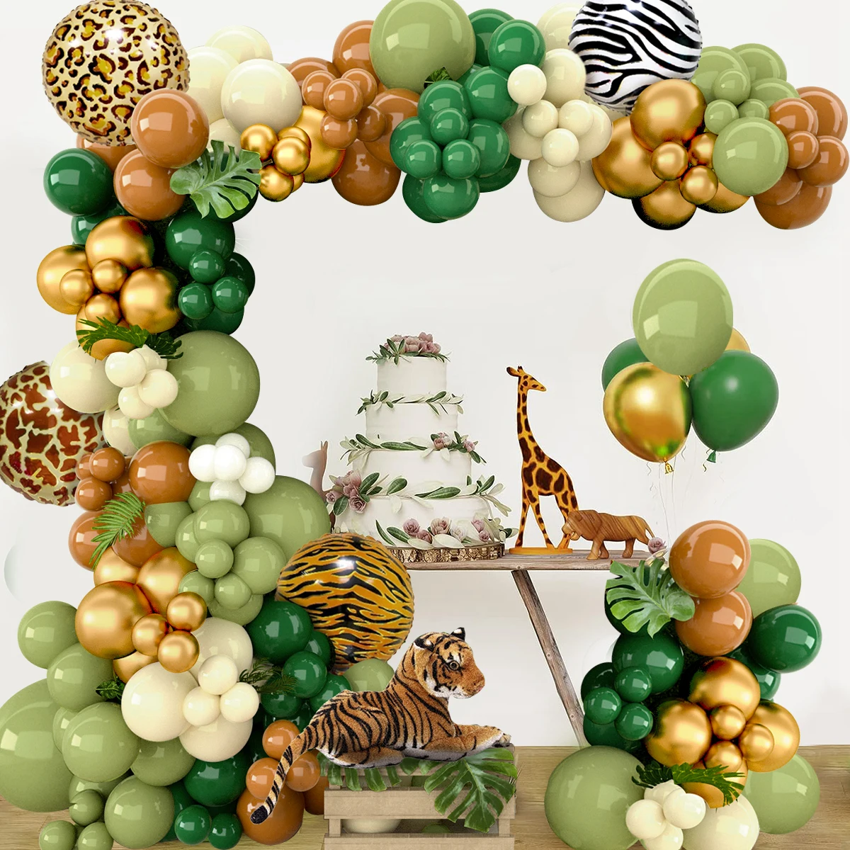 Jungle Animal Balloon Garland Arch Kit 1st Birthday Party Decoration Kids Boy Baby Shower Safari Decor Latex Balloons