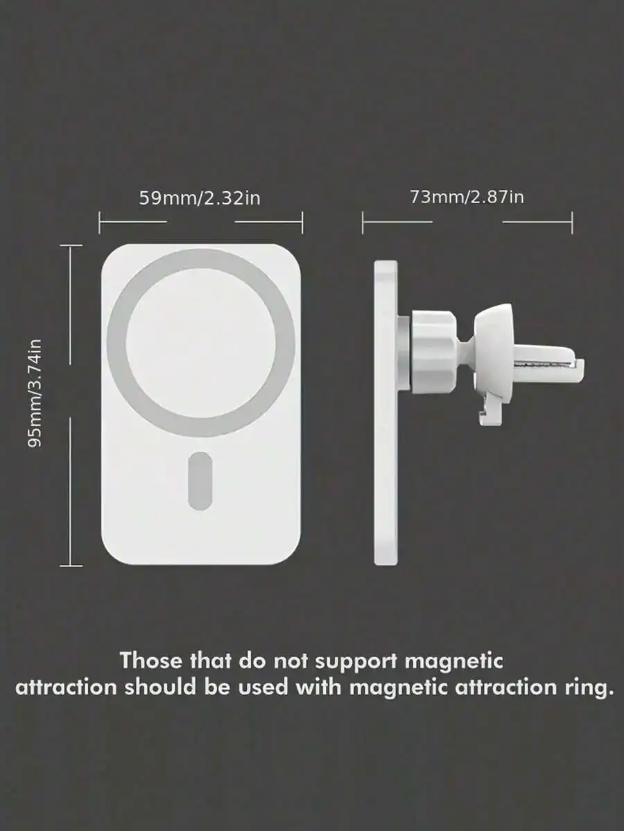 

15W Universal Magnetic Wireless Car Phone Holder: Robust Suction, Snap-In Air Vent Mount, Fast Charging For iPhone &