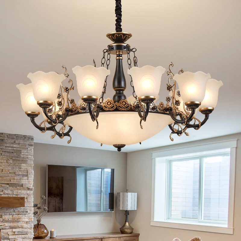 Glass And Iron Elements Great For Living Room Bedroom  Dining Room Setup American/European Inspired Chandelier