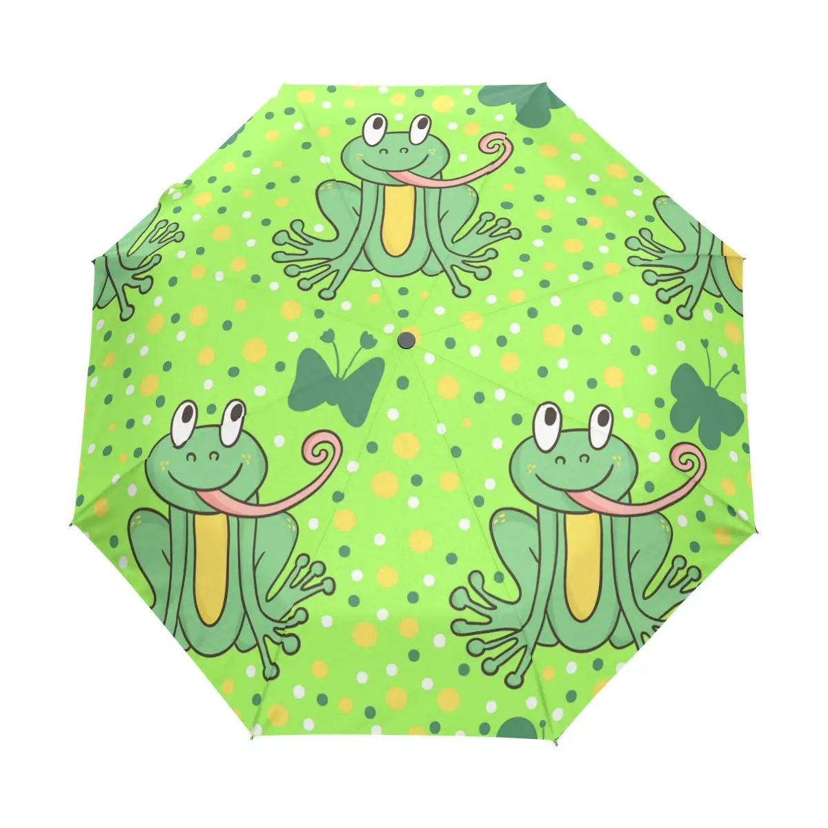 Lovely Tree Frog Folding Rain Sun Umbrella Tropical Animal Travel Umbrellas Compact Lightweight Windproof for Teens Students