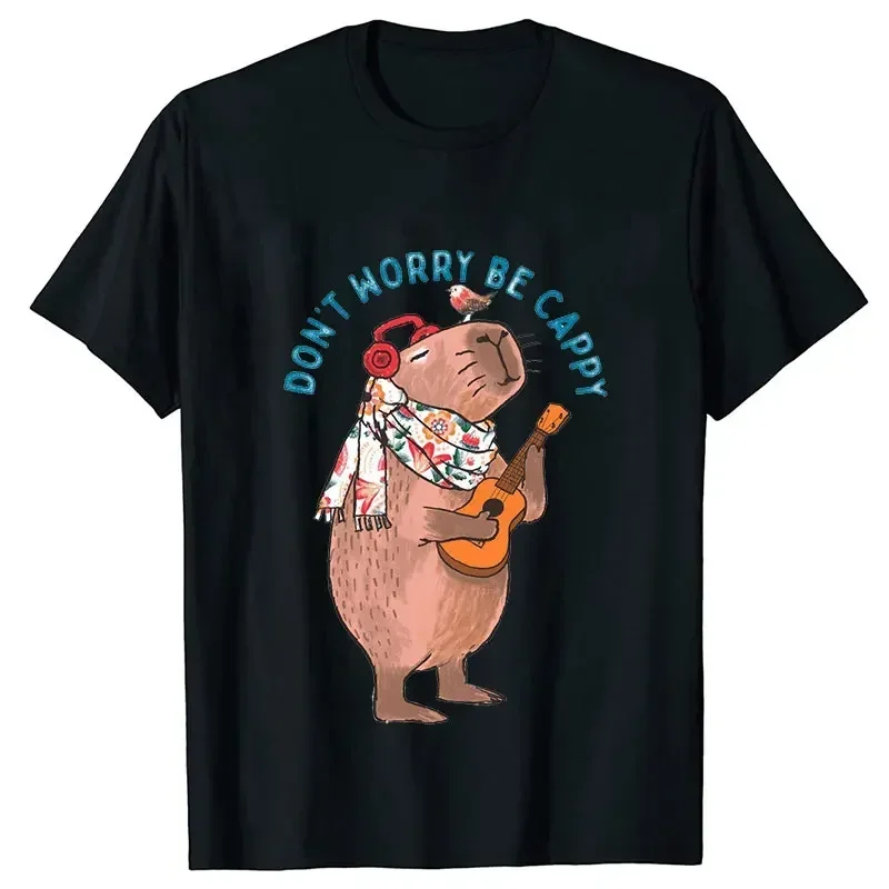 Do Not Worry Be Cappy T-Shirts Funny Cute Anime Cartoon Tshirt Animal Graphic Tee Farm Life Casual Short Sleeve Tops Y2k cotton