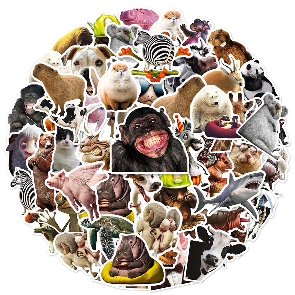 10/30/50pcs Funny Creative Animal MEME Stickers Cartoon Graffiti Decal for Motorcycle Luggage Helmet Waterproof DIY Sticker Toy