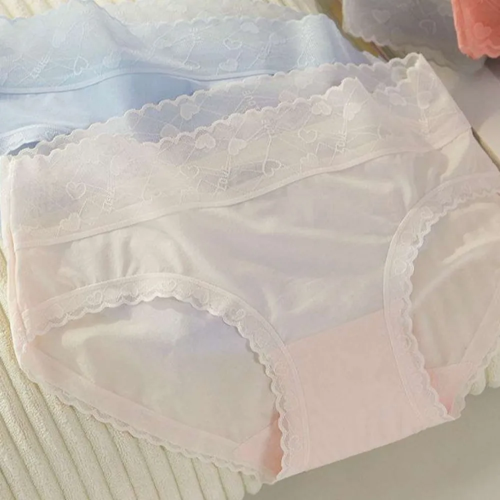 

4Pcs Low Waist Women Panties Set Underwear Female Lingerie Lace Ruffles Briefs Random Color 4PCS Ice Silk Underpants