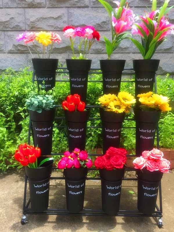 

Wrought iron stand European flower stand flower bucket plastic bucket Fashion