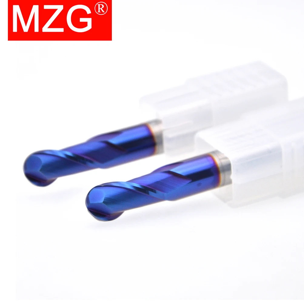 MZG 2 Flute HRC65 Ball Nose Endmills 1mm 2mm 3mm 4mm 5mm Machining Tungsten Steel Sprial Milling Cutter Ball Nose End Mill